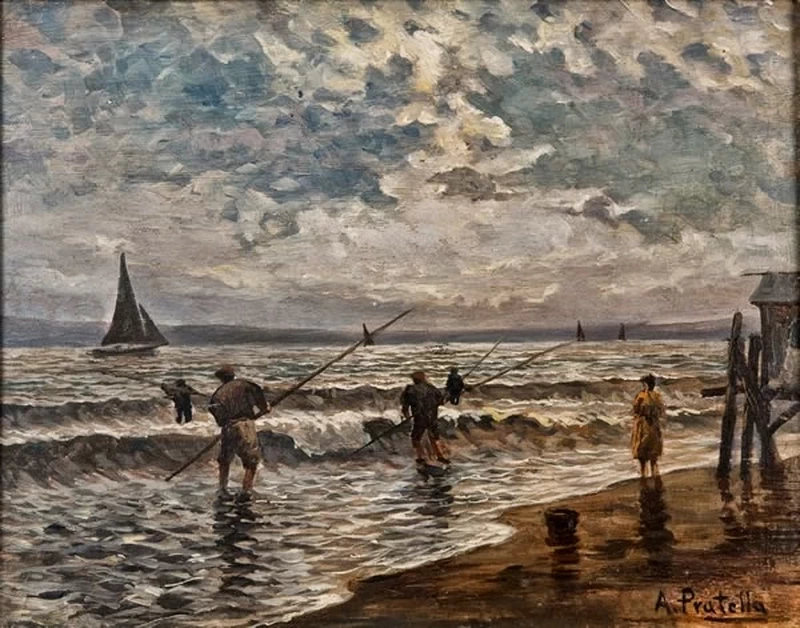  92-Attilio Pratella -pescatori in riva 